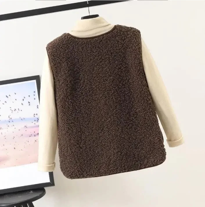 Vests New Spring Autumn Women Button Waistcoat Lamb Hairs .