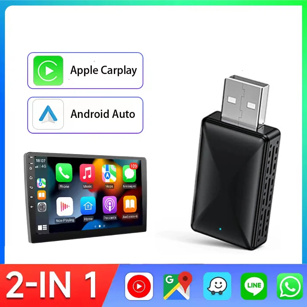 2in1 Wired to Wireless CarPlay Android Auto Adapter.
