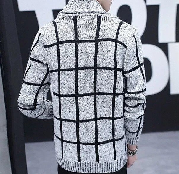 Man Clothes Cardigan Knitted Sweaters for Men No Hoodie Patchwork.