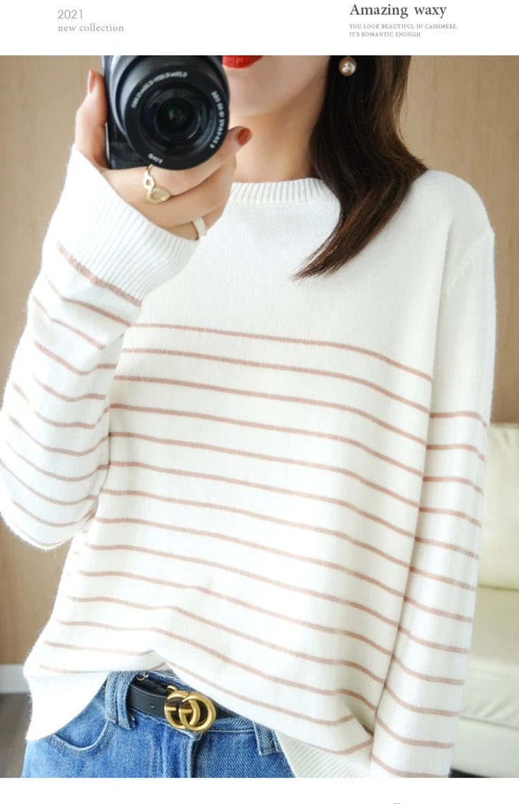 100% Cotton Knitted Sweater Women's Sweater .