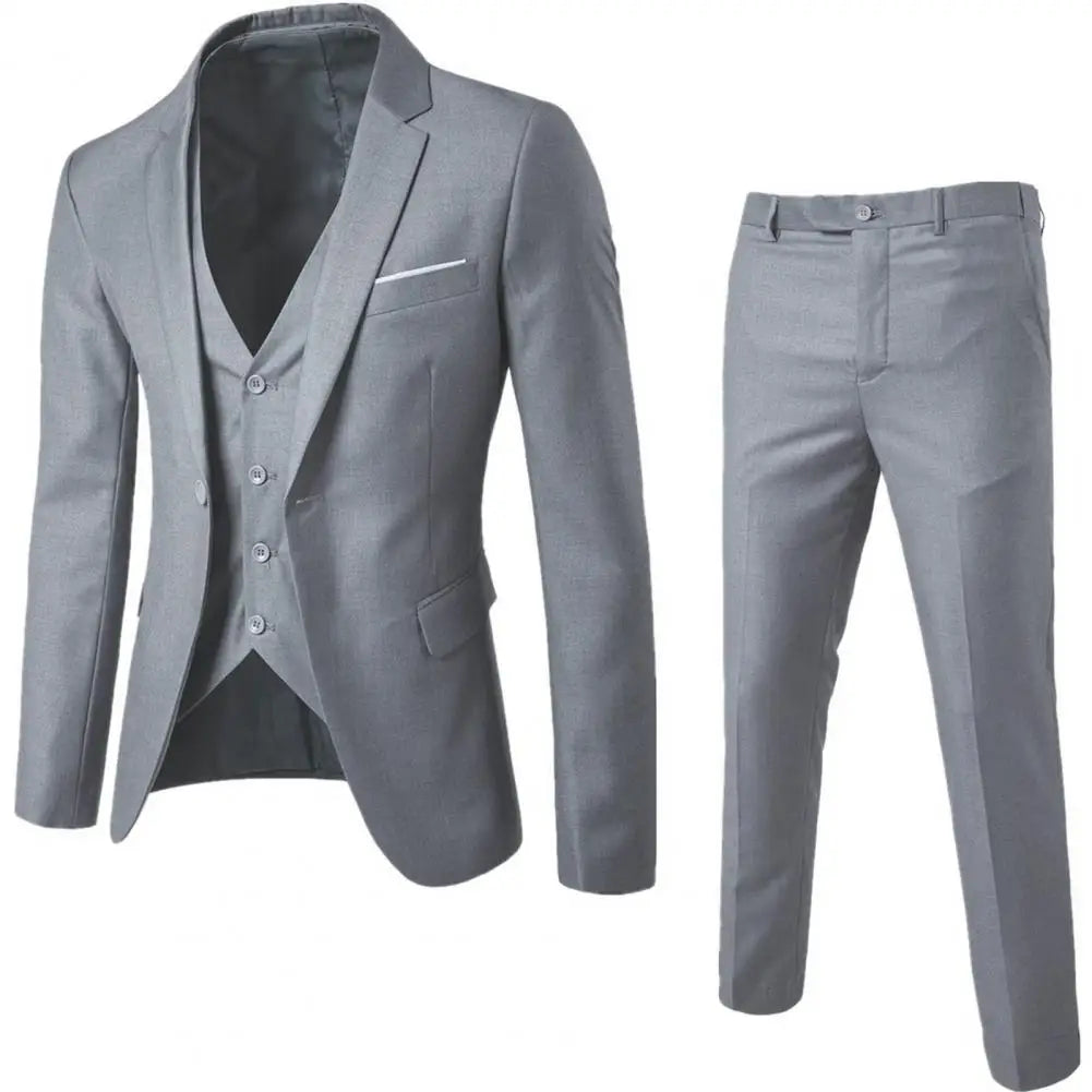 Men Three-piece Suit Men's Formal Business Style Slim Fit Wedding Suit Set .