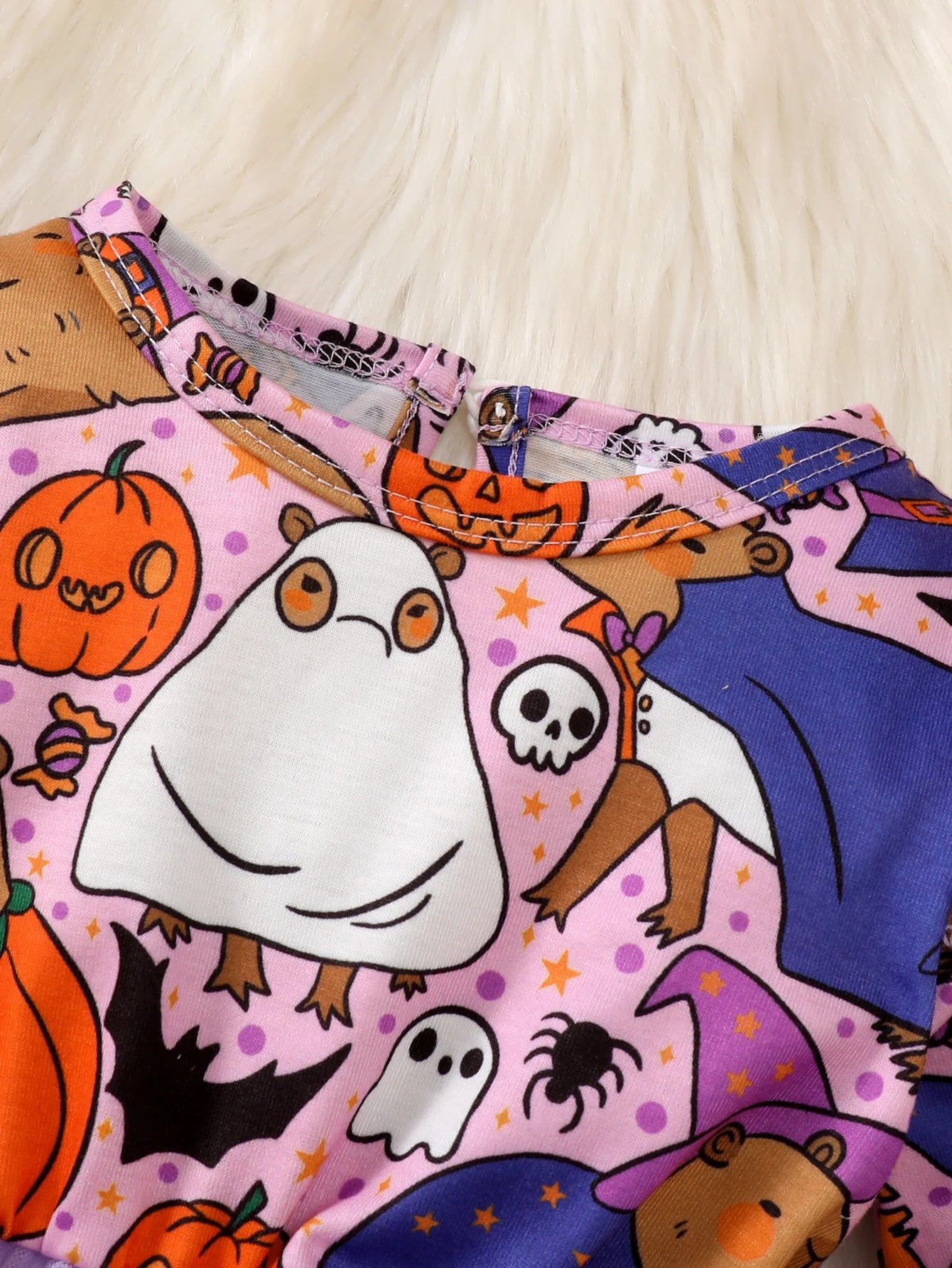 0-3 Year old Children's Girl Dress Round neck Cartoon Halloween Element  Tulle Long sleeved Dress Girl Halloween Party  Dress