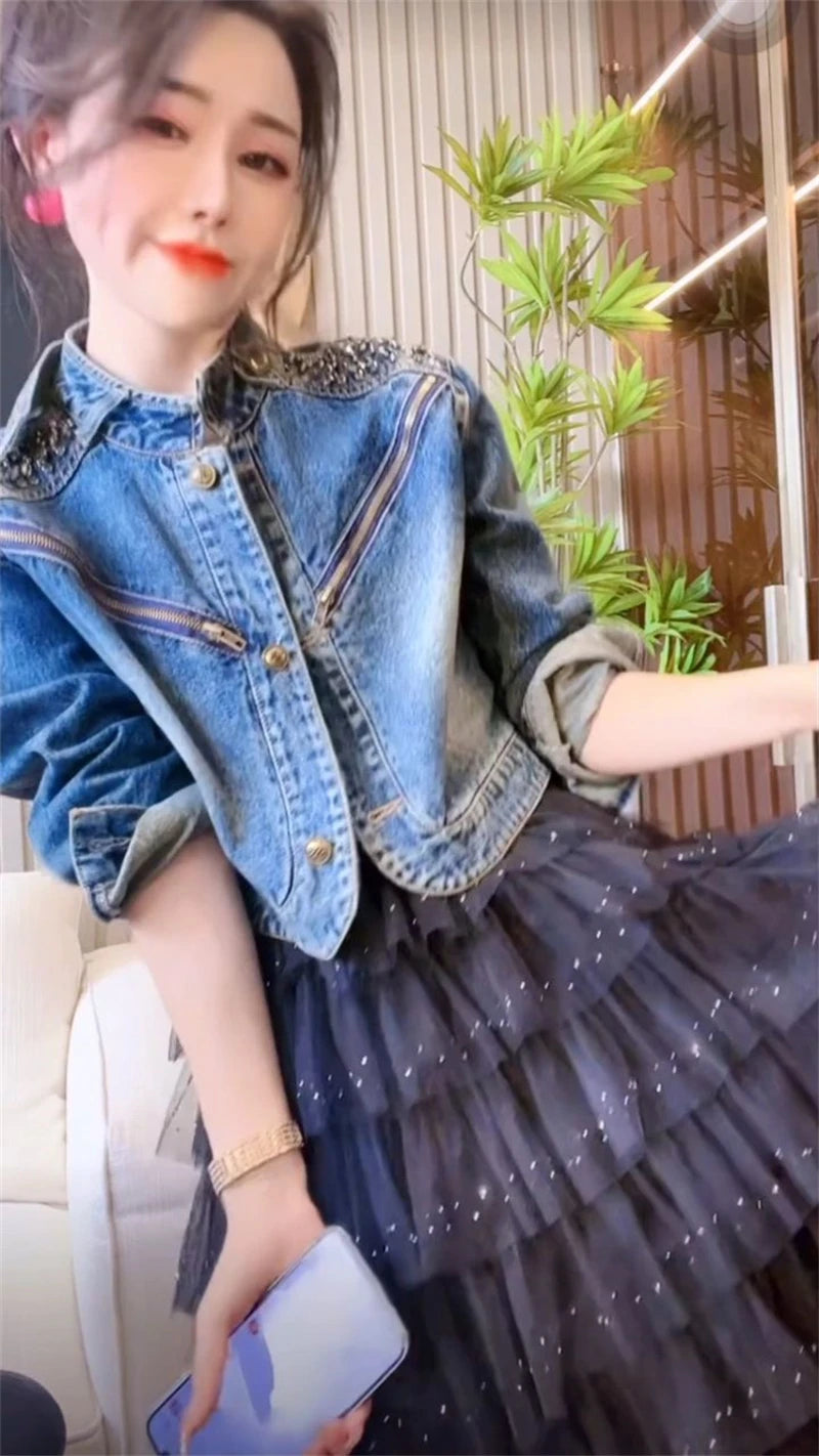 Women's Denim Jacket New Advanced Sense Unique Ladies.