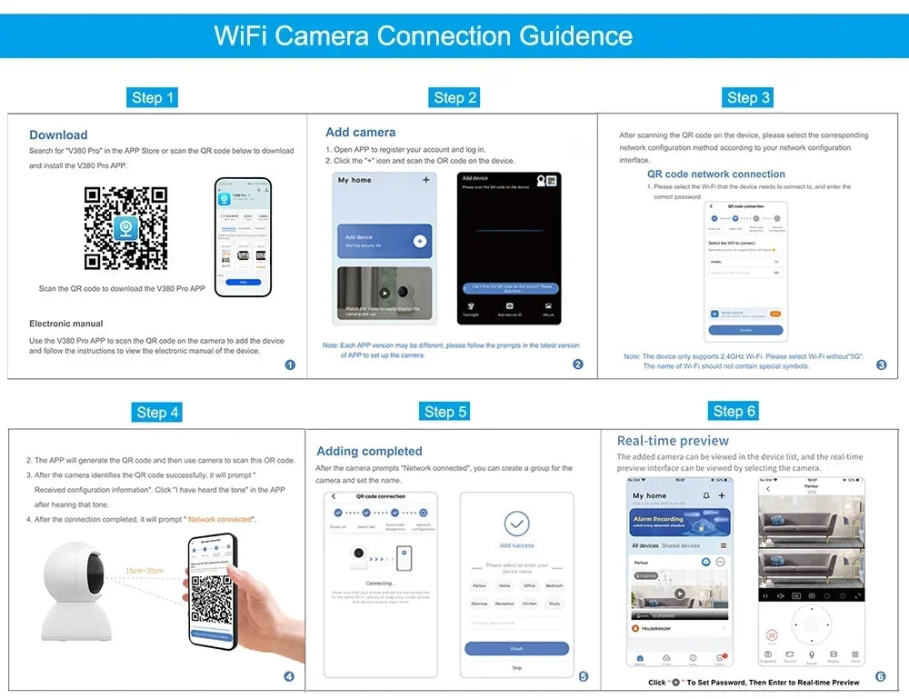 V380pro 12MP 6K WIFI Camera Solar PIR Human Detection Night Vision.