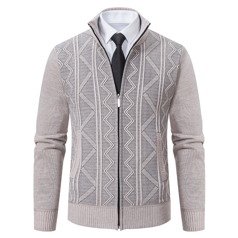 Men's Knitted Cardigan Jacket Autumn Winter Plush Sweater Men's.