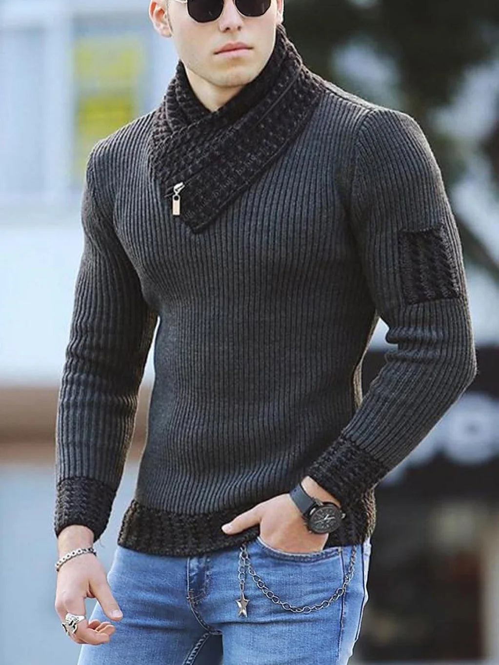 Sweater Turtleneck Men Winter Fashion Vintage Style Sweater.