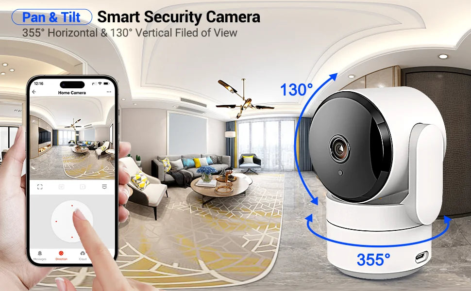 AMOROM 2K Indoor Camera 5/2.4G Wi-Fi Home Night Vision Security Camera.