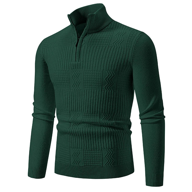 Autumn Men's Pullover Sweatwear Warm Solid Color Half Zipper Casual Sweater Slim V-neck Long Sleeve Men's Sweatshirts Winter Top
