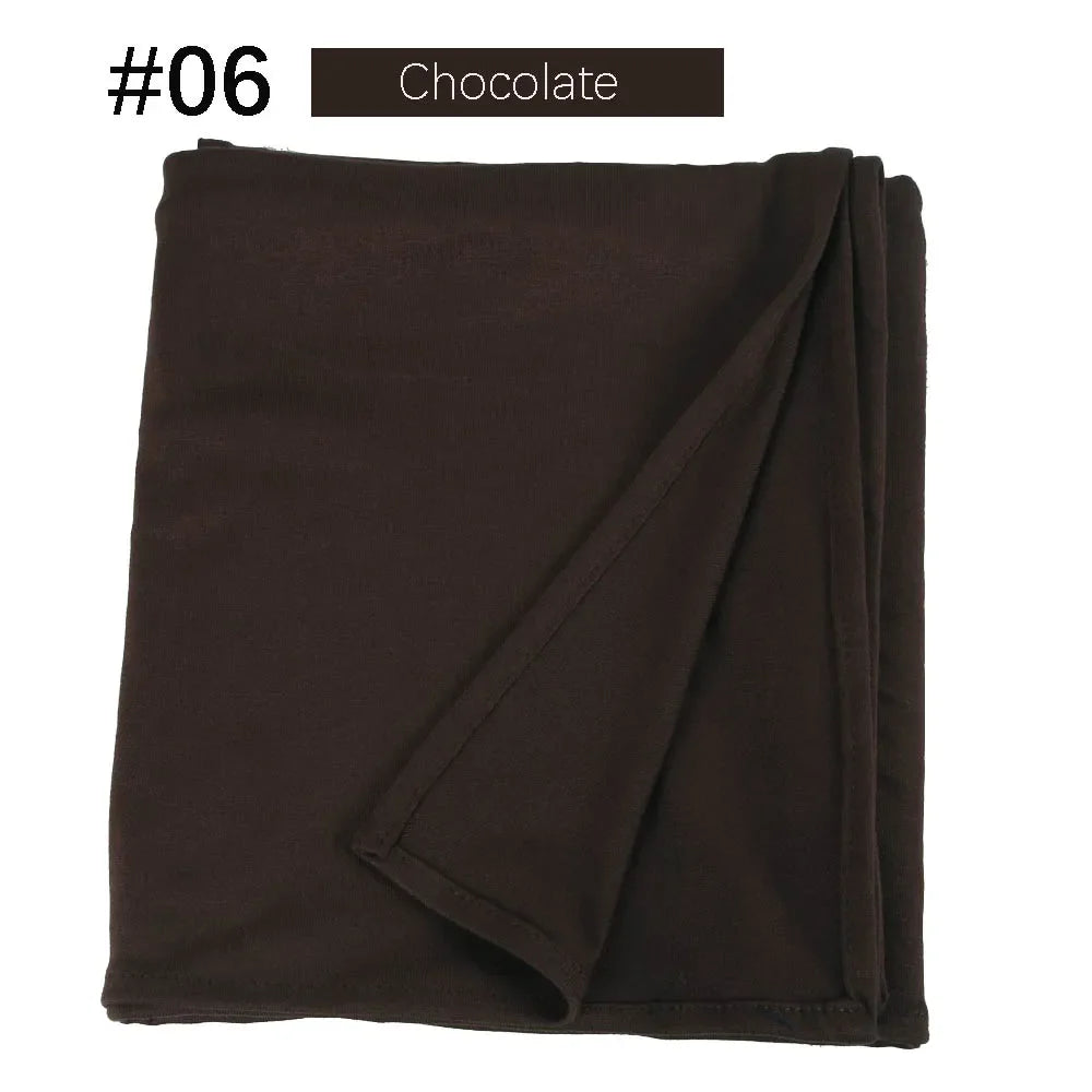 Muslim Women Stretchy Jersey Hijab Plain Cotton Jersey Hijabs  Islamic Soft Turban Head Wraps Headscarf 170X60cm