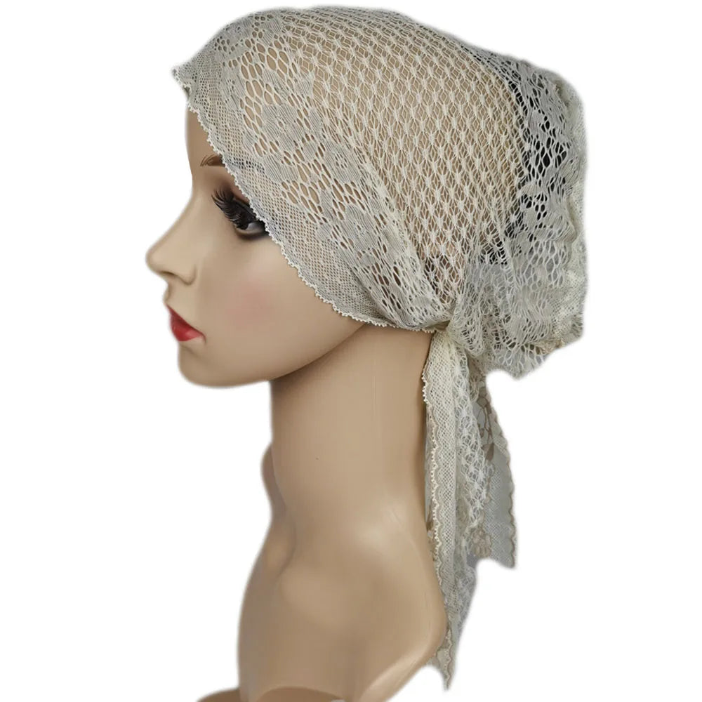 Muslim Women Head Scarf Lace Flower Underscarf Elastic Hijab  Cover Headwrap Chemo Cap Islam Headband Bonnet Turbante Mujer