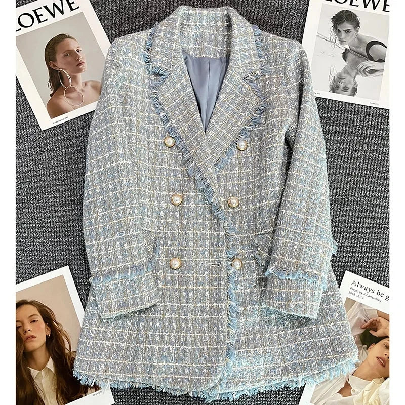Women's Jacket New Spring Autumn Double Breasted Leisure Women's Suit Coat.