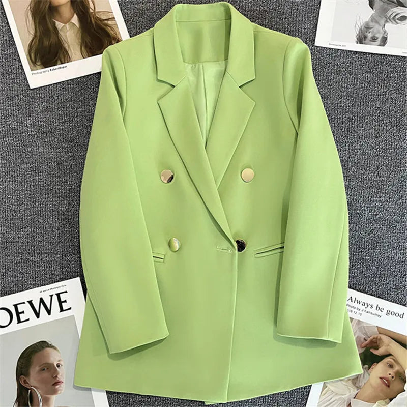Chic Blazer Woman Autumn Spring Long Sleeve Double Breatsed.