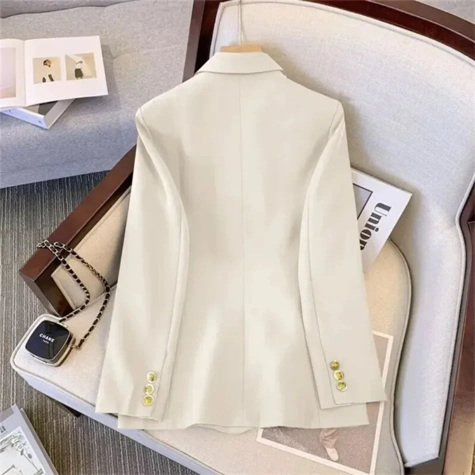 Spring Autumn Women Chic Office Lady Double Breasted Blazer .
