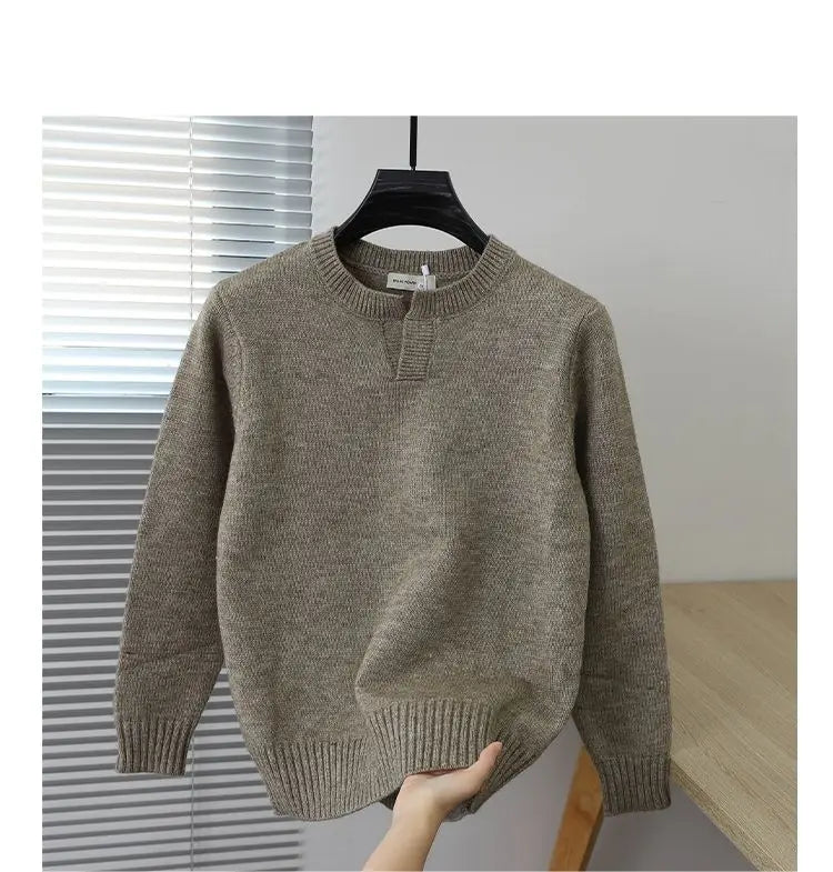 2023 Autumn and Winter Korean Edition Simple Solid Color Pullover Round Neck Soft and Versatile Popular Underlay Knitted Sweater