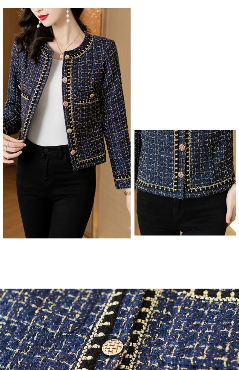 French Vintage Small Fragrance Tweed Jacket Coat Women's .