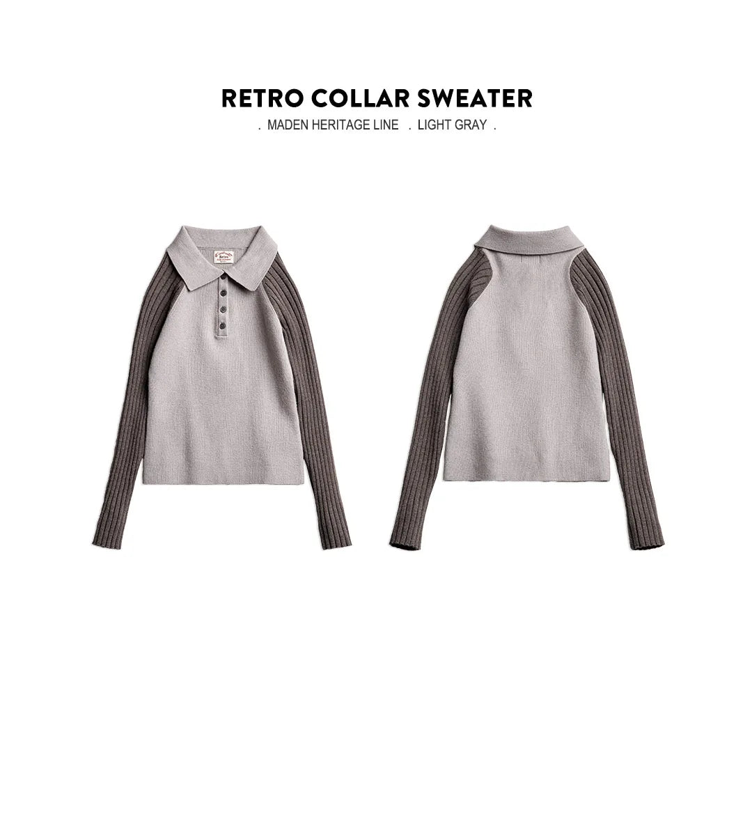 Maden Casual Spliced Knitted Sweater Button Slim Fit Bottoming Versatile Sweater .