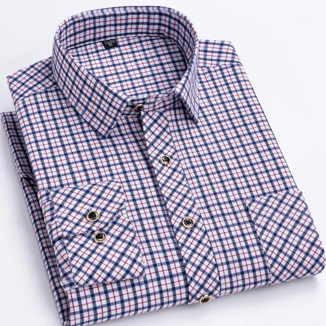 New Men's Plaid Shirts Long Sleeve Checked Shirt Formal Fashion.