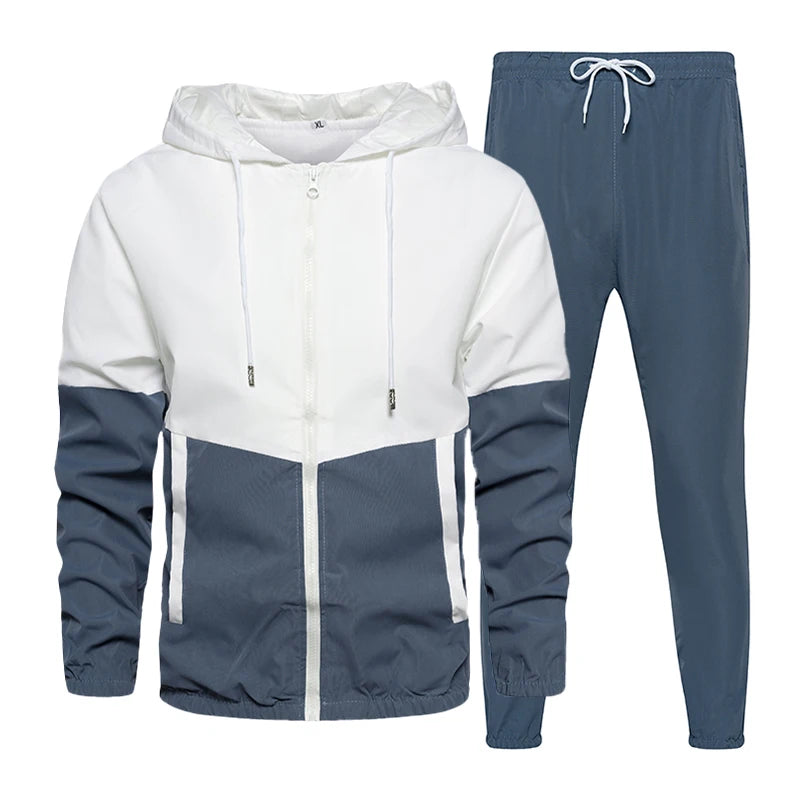 Spring Autumn Men Tracksuit Casual Set Mens Joggers Hooded Sportswear Jackets Pants 2 Piece Sets Hip Hop Running Sports Suit