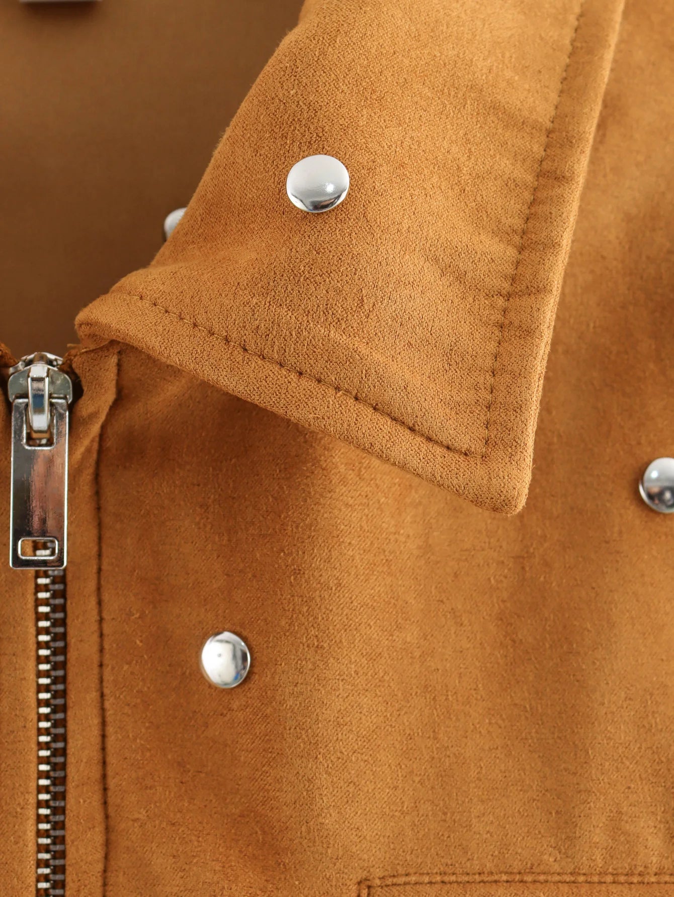 TRAFZA Casual Chic Women Solid Jackets Rivet Long Sleeve .