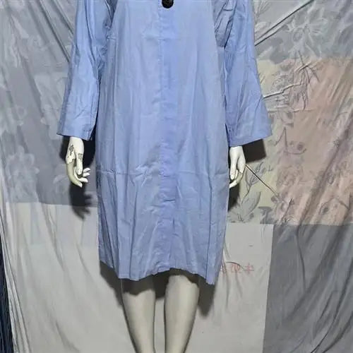 Women's Casual Button-Up Linen irt Long Ne round Color women fashion;/MH