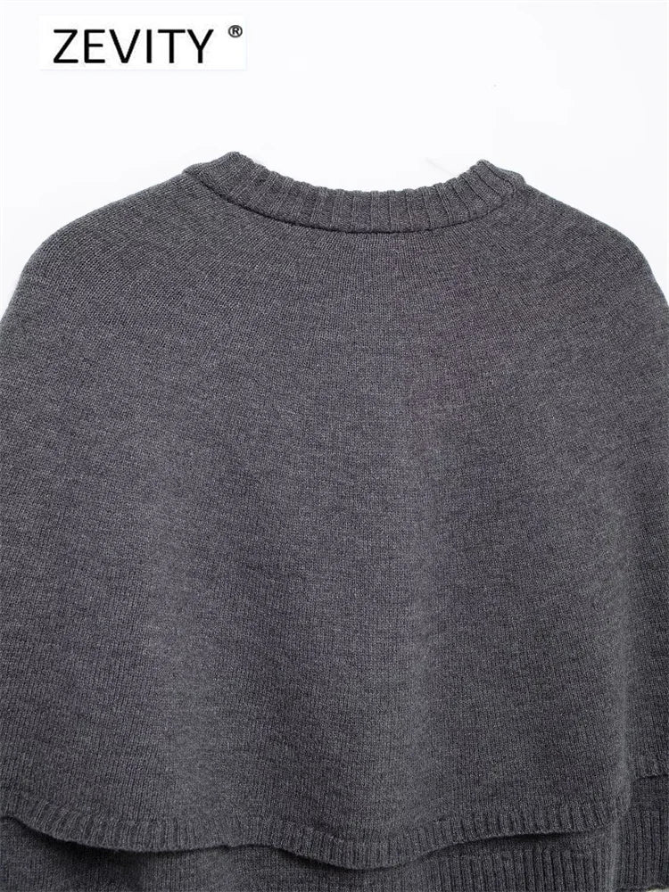 Women O Neck Breasted Solid Color Knitted Shawl Sweater Jacket Female .