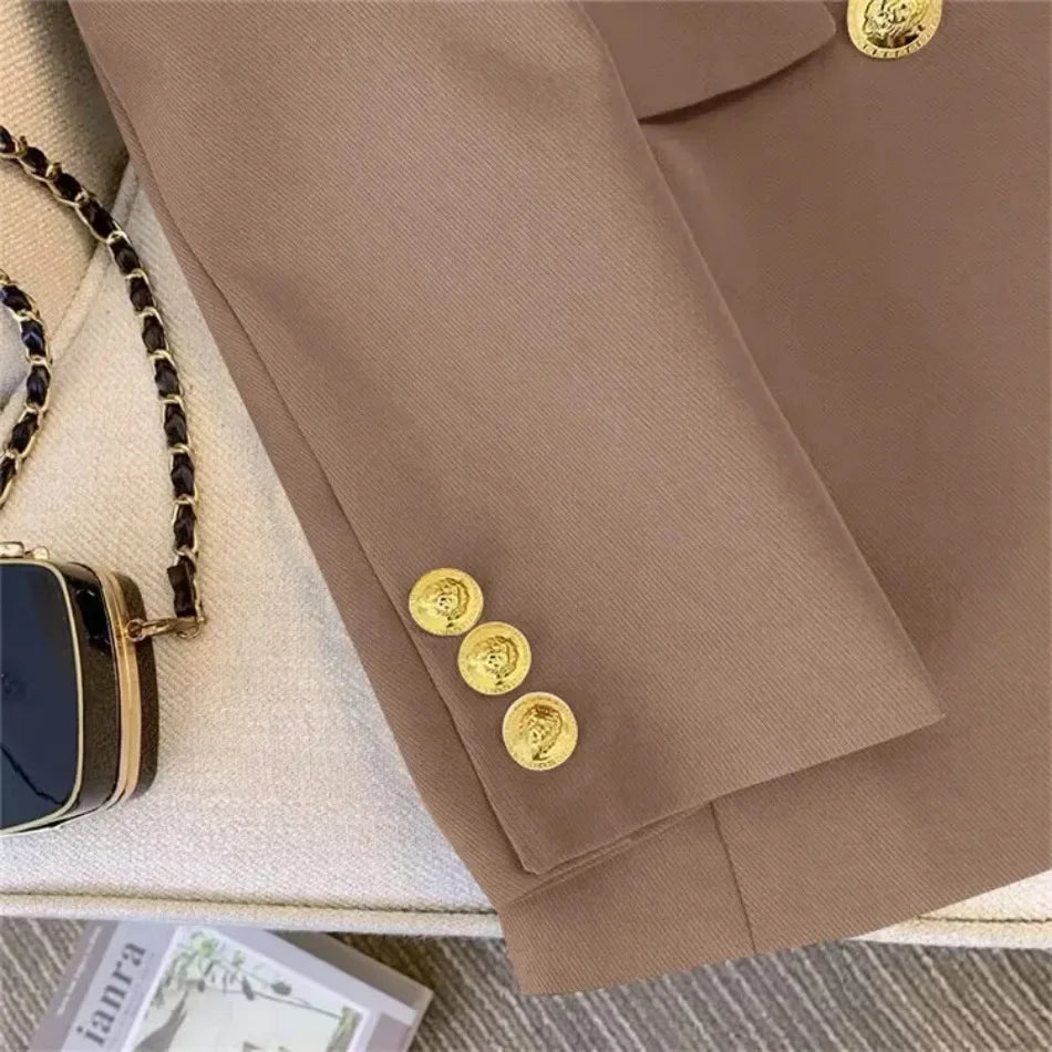 Spring Autumn Women Chic Office Lady Double Breasted Blazer .