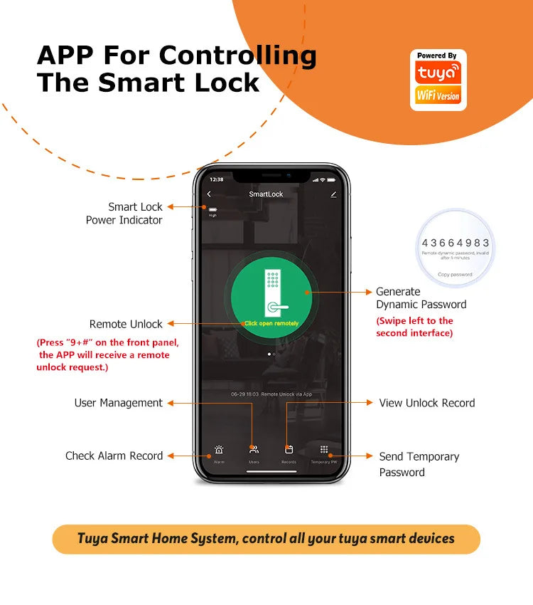 TUYA WIFI Smart Door Locks Fingerprint Lock Outdoor Waterproof Gate Locks .