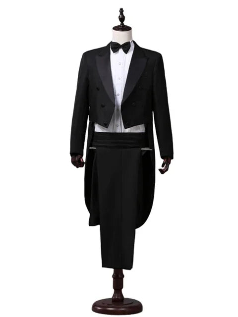 Men's Tuxedo Costume Vintage Formal Tailcoat Slim Fits.
