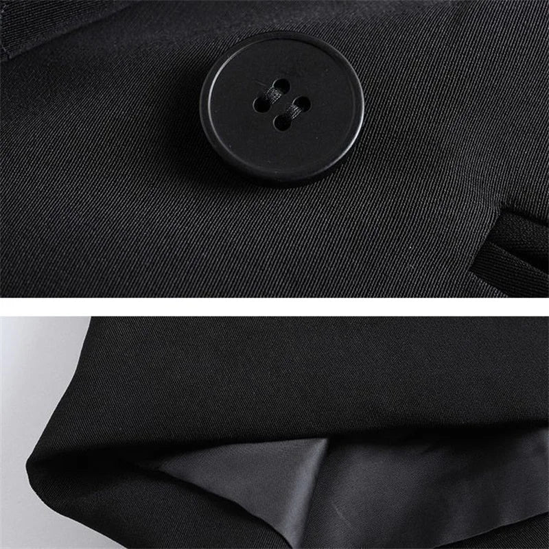 Spring Autumn Women British Style Leisure Solid Color Black Blazer.