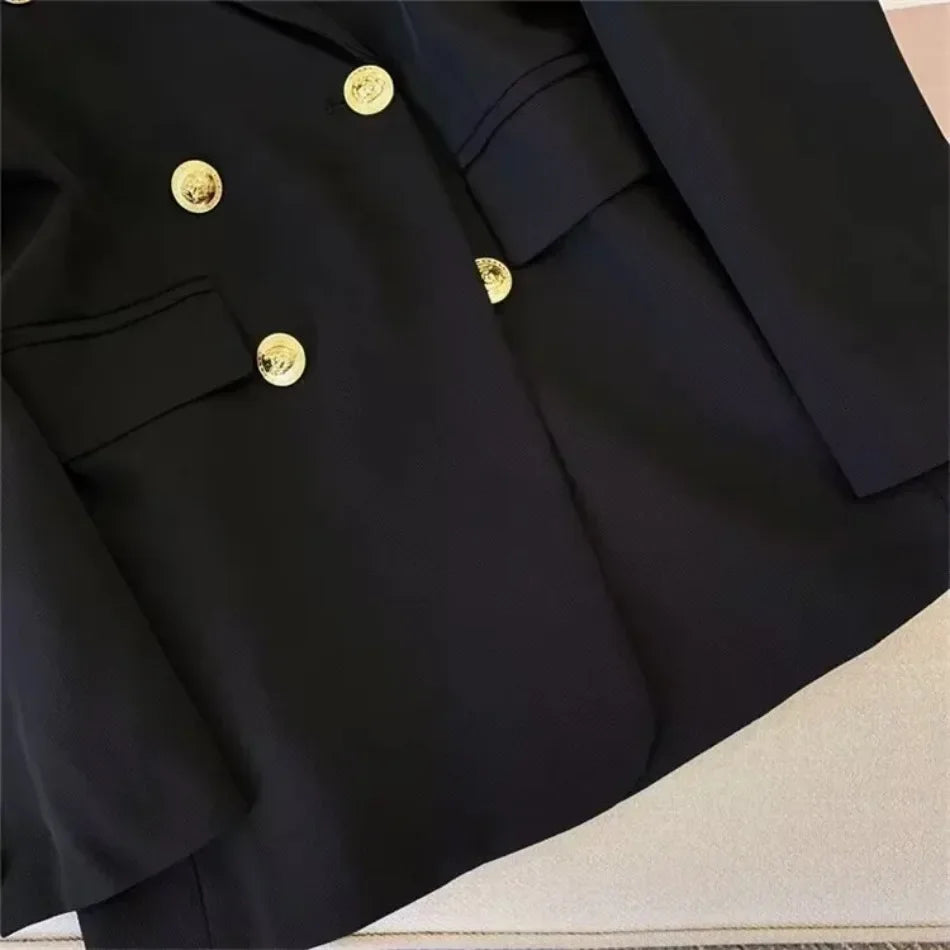 Spring Autumn Women Chic Office Lady Double Breasted Blazer .