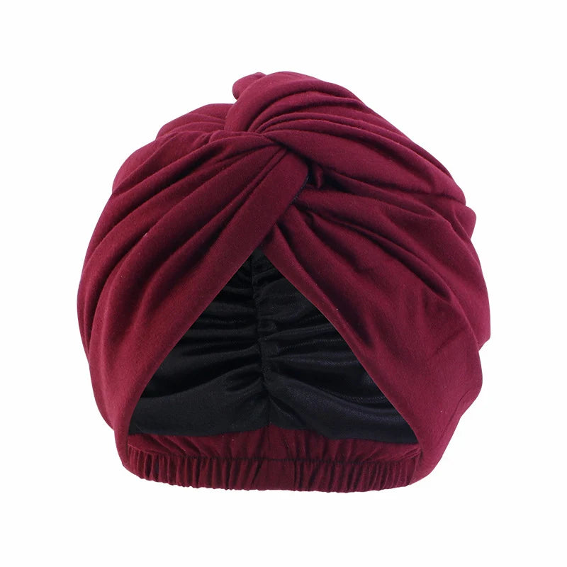 Muslim Jersey Hijab Turban Cap Forehead Cross Soild Color Turbante Hat Islamic Headwear India Bonnet for Women Inner Hijab Caps