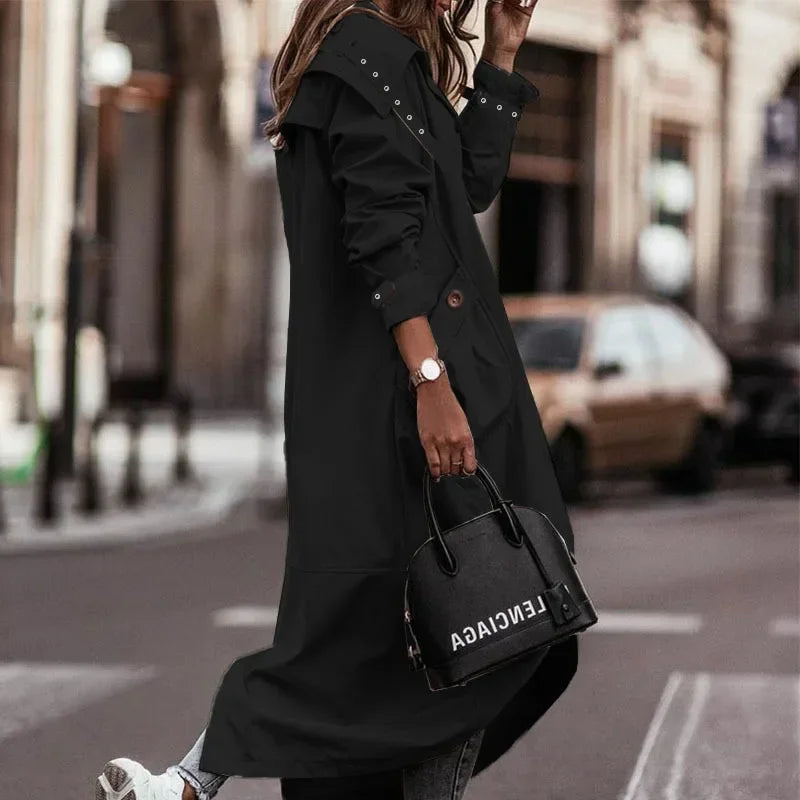 Single-Breasted Trench Coat Women Streetwear Overcoats Jackets .