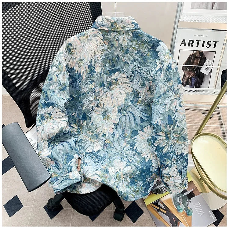 American Style Jacquard Printing Oil Painting Casual Jacket For Men.