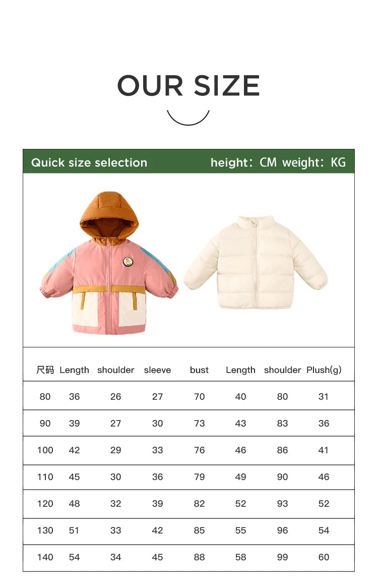 Amila Baby Down Jacket 2024 Winter New Boys Girls Fashion Patchwork Hooded Warm Overcoat Three in One with Pockets Kids Clothing