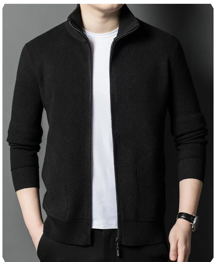 Solid Color Long-sleeved Stretch Cardigan for Men,