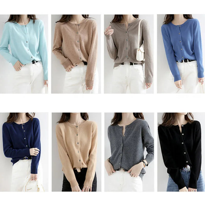 Korean Single Breasted Cardigans Sweater Women Autumn Winter .