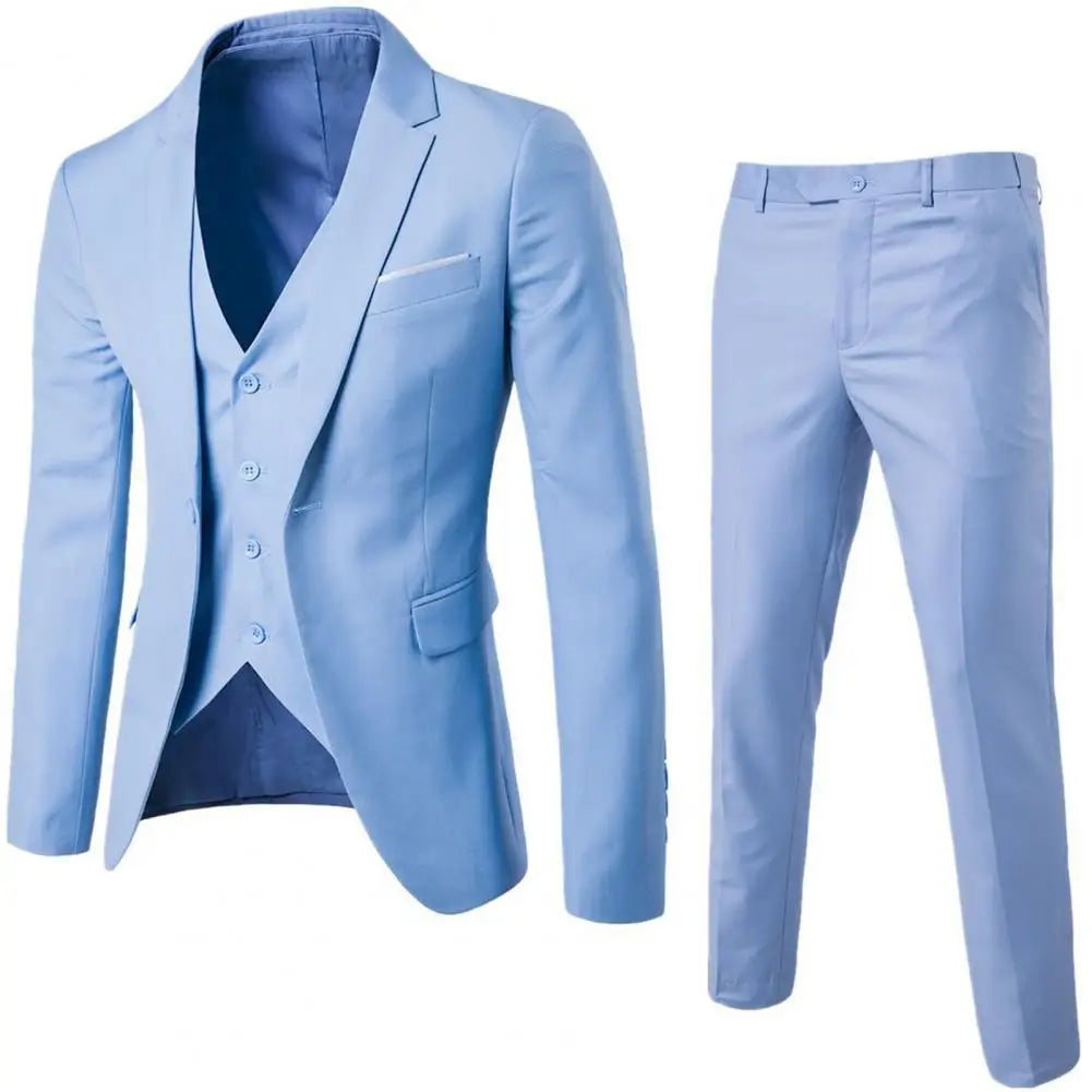 Men Three-piece Suit Men's Formal Business Style Slim Fit Wedding Suit Set .