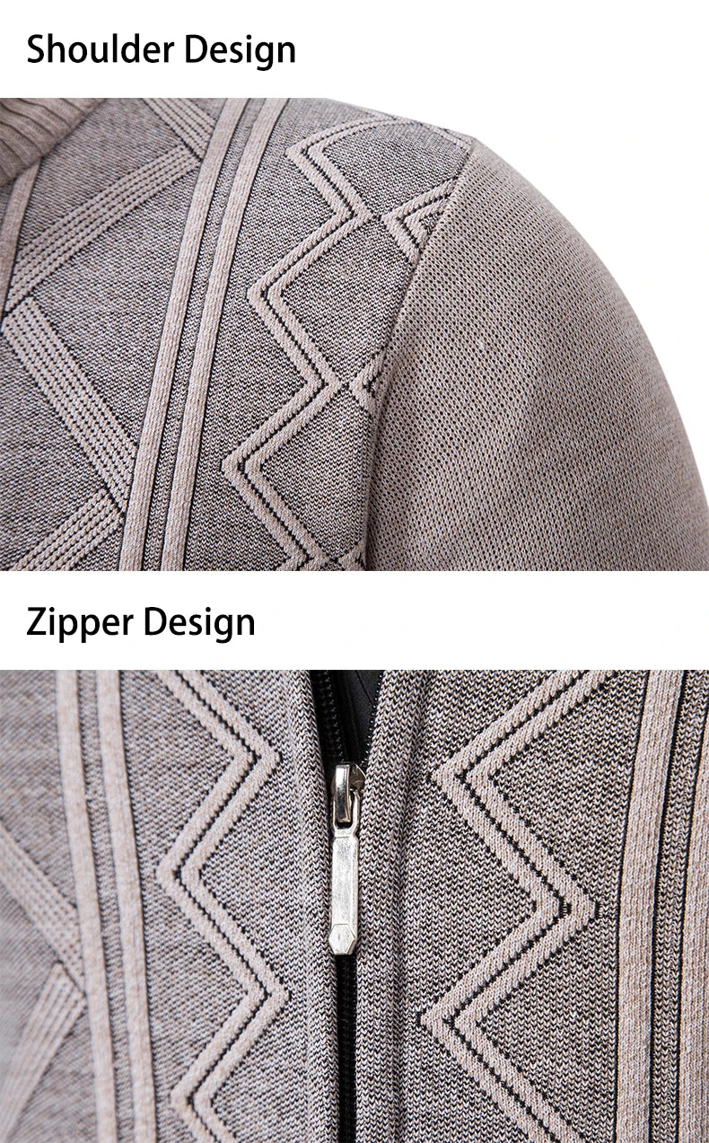 Men's Knitted Cardigan Jacket Autumn Winter Plush Sweater Men's.