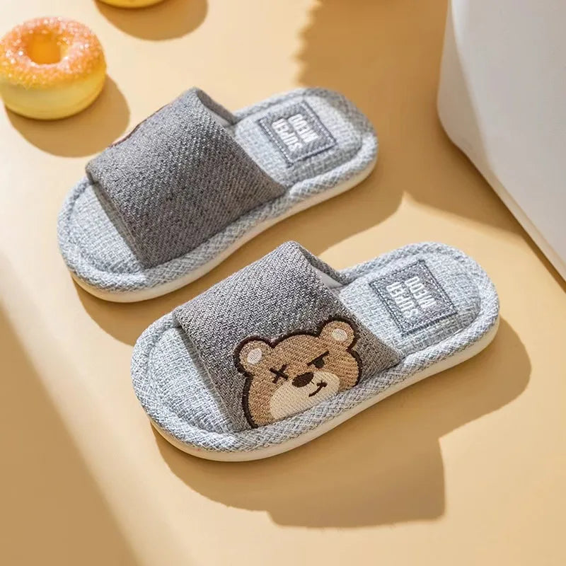 Kids Shoes Slippers Breathable Cotton Linen Boys Girls .