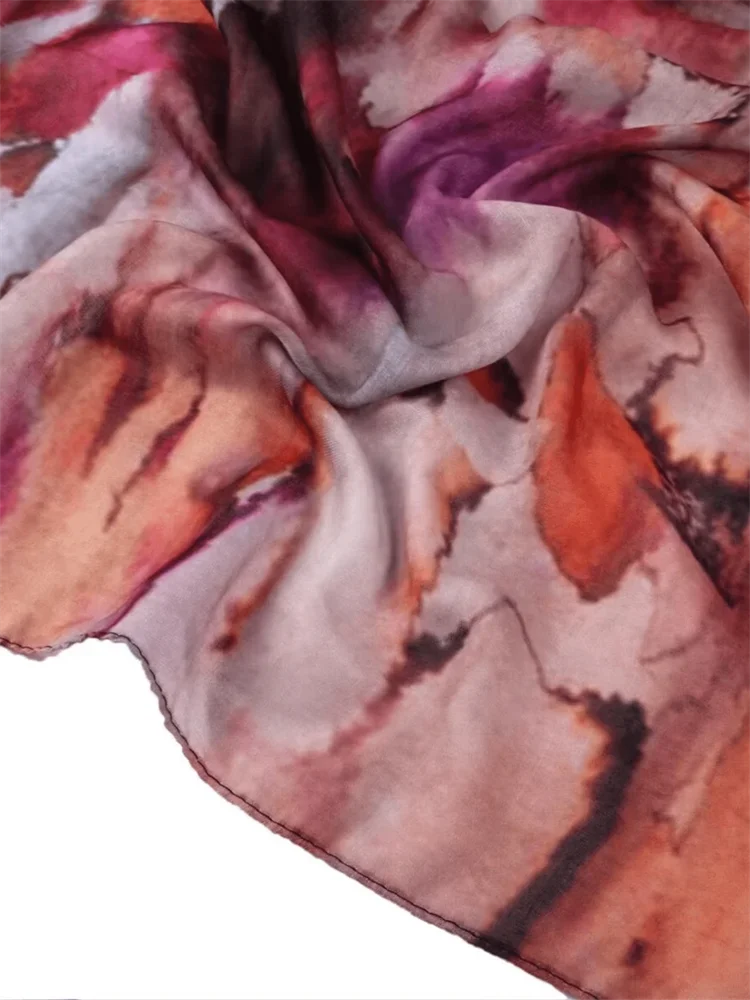 Women Scarves Bohemian Watercolor Muslim Hijab Floral Printed .