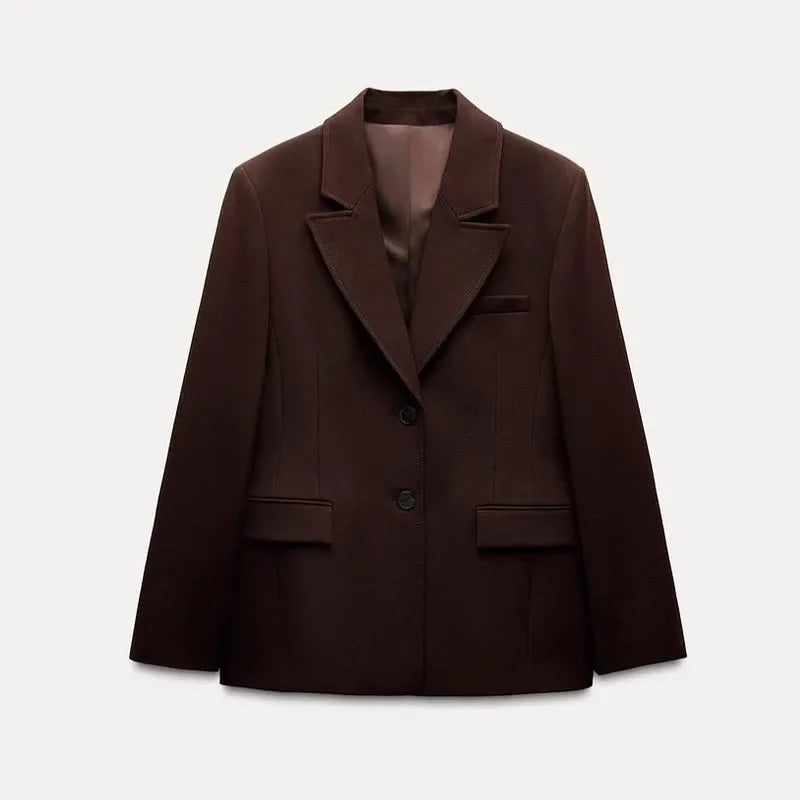 Elegant Lapel Blazer Skirt Set Women Casual Slim.