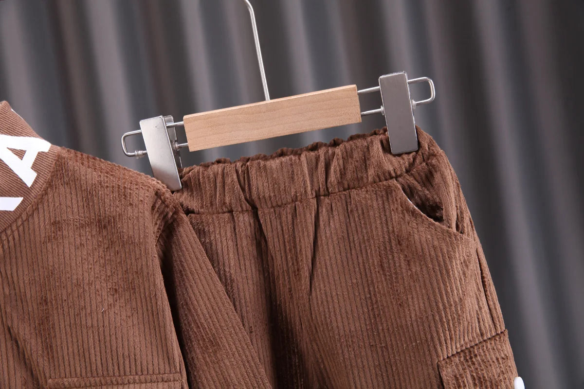 Baby boy clothes corduroy zipper long sleeved casual sports .