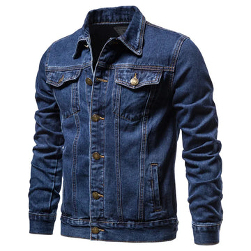 Autumn Men Solid Denim Jackets Fashion Motorcycle Vintage Jeans Jackets.