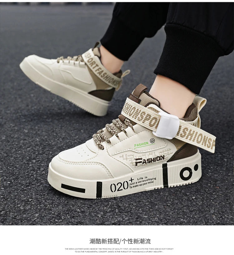 Kids Fashion Sports Shoes Boys High Top Board Shoes.