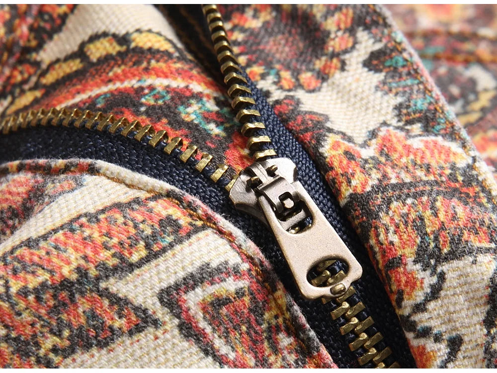 Men Bandana Print Pants Plus Size Multi Pockets Cargo Jeans .