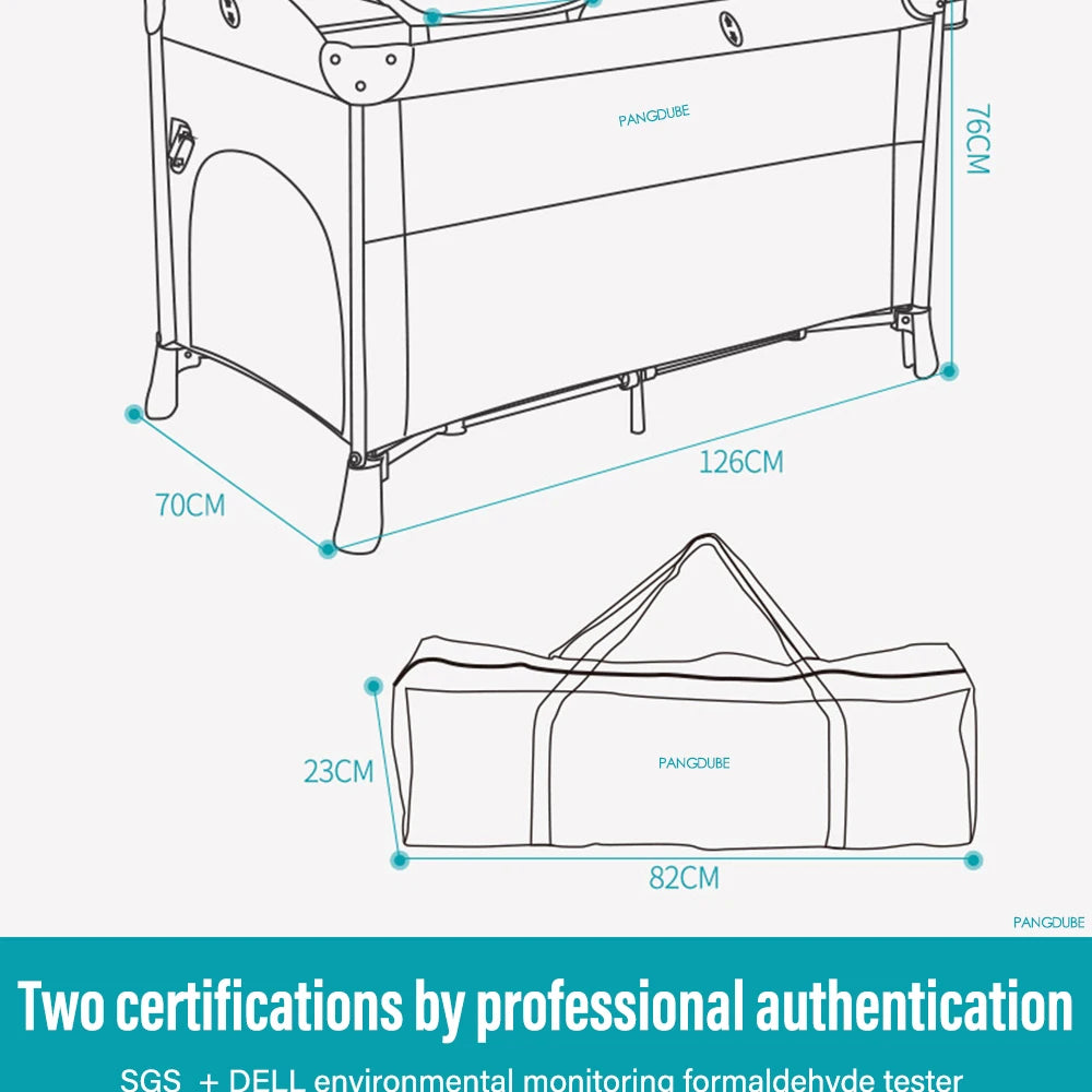PANGDUBE Multifunctional Baby Crib 120*60cm Baby Bed,