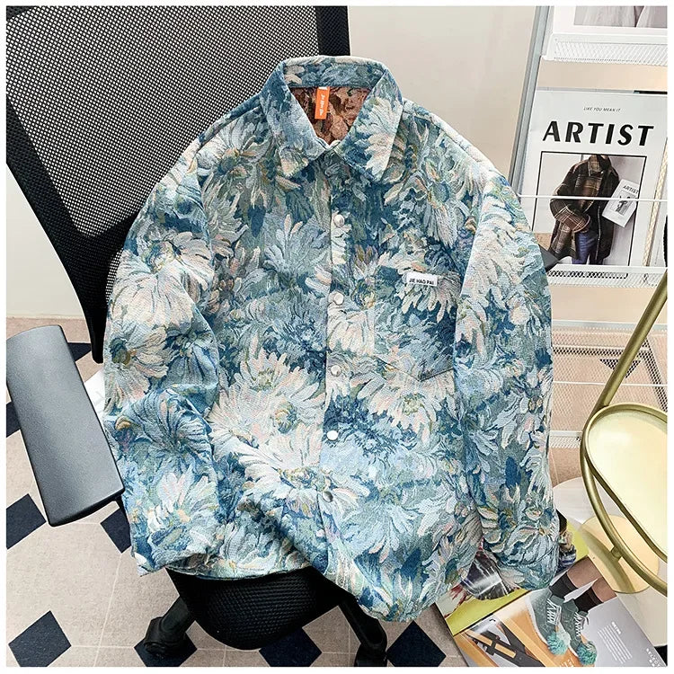 American Style Jacquard Printing Oil Painting Casual Jacket For Men.