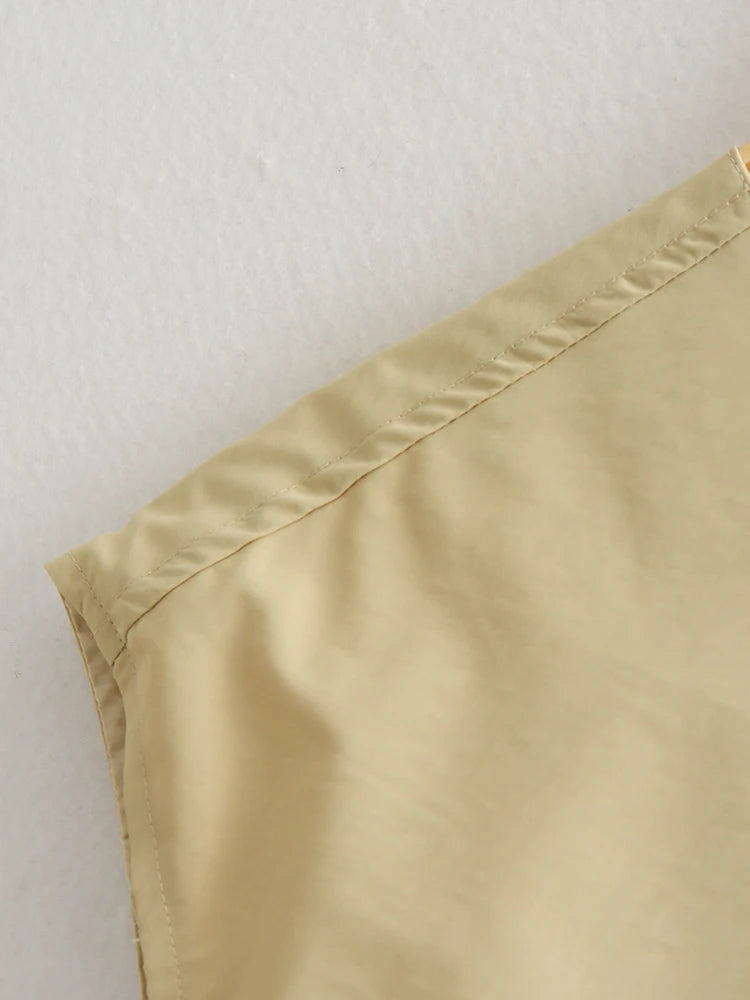 Women Yellow Pocket Irregular Big Size Casual Vest New V-collar.
