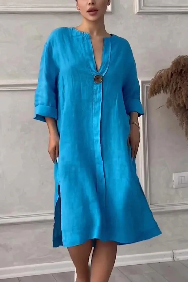 Y2k Long Sleeve Linen Maxi Dress Women ./MH