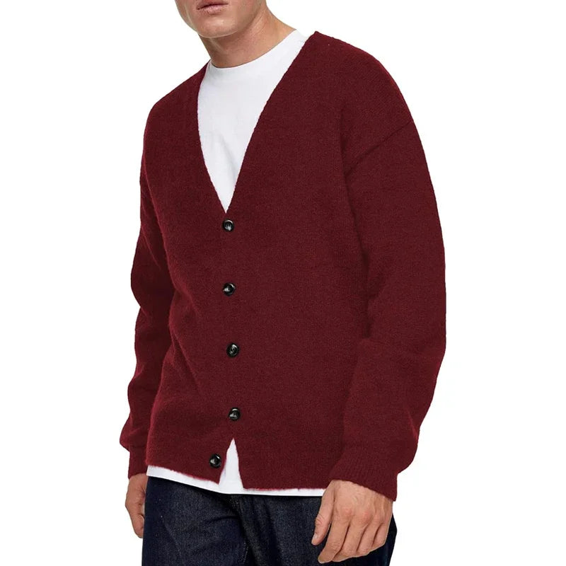 Men's Lightweight Cardigan Sweater Single-Breasted V-Neck.m